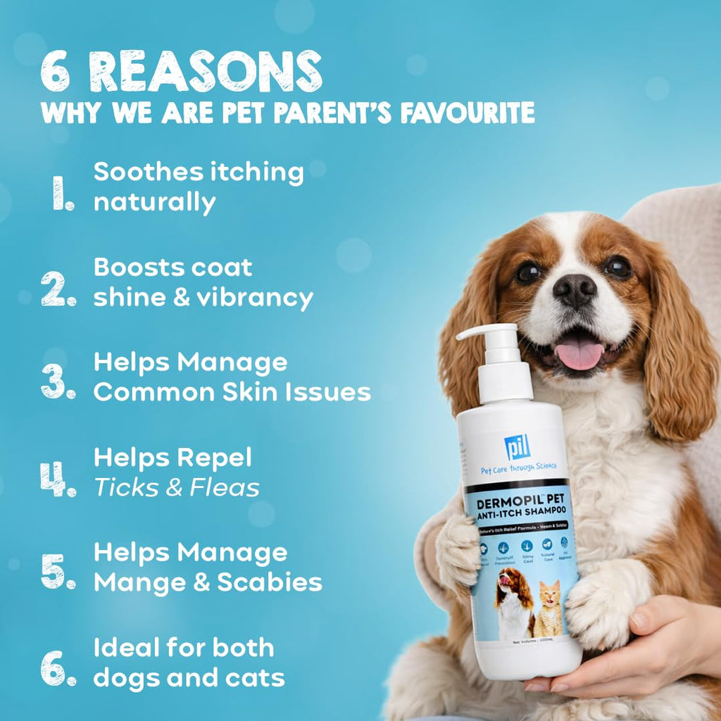 Pil Neem Plus Herbal Pet Shampoo 1000ml | Puppy Safe | Anti-Fungal, Anti-Ticks and Fleas, Antibacterial, Antiseptic & pH Balanced Dog Shampoo | Regular use Coat Cleansing Shampoo for Pets