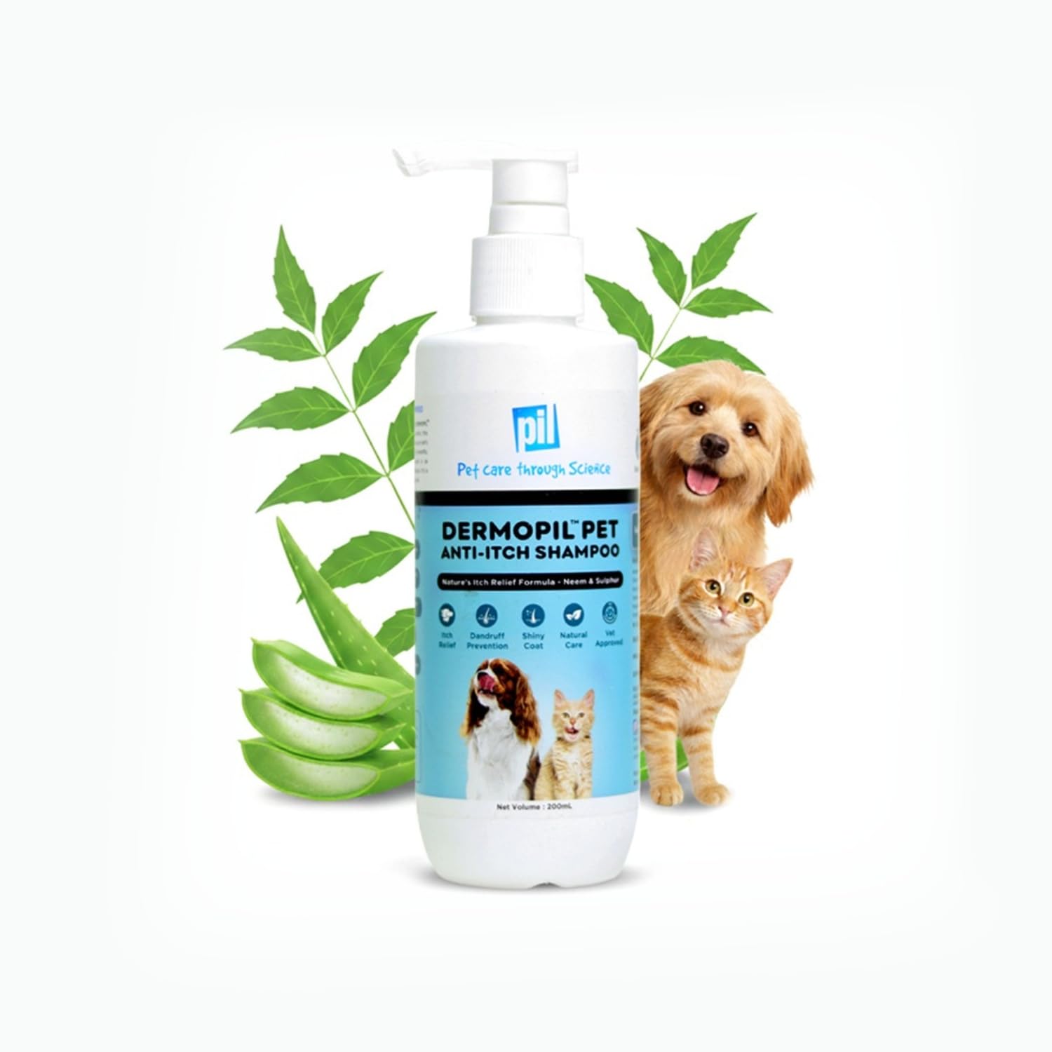 Pil Neem Plus Herbal Pet Shampoo 1000ml | Puppy Safe | Anti-Fungal, Anti-Ticks and Fleas, Antibacterial, Antiseptic & pH Balanced Dog Shampoo | Regular use Coat Cleansing Shampoo for Pets