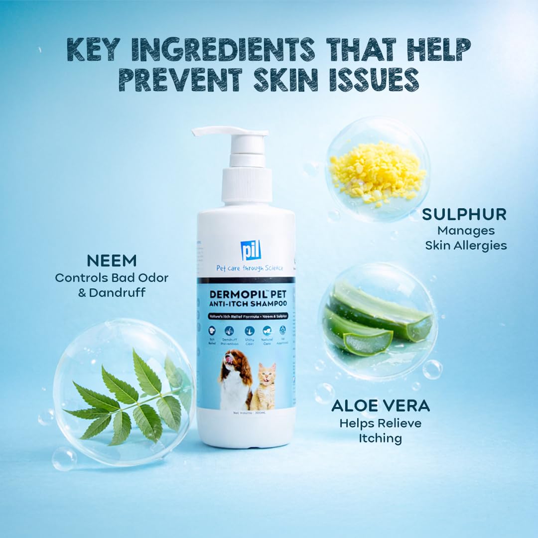 Pil Neem Plus Herbal Pet Shampoo 1000ml | Puppy Safe | Anti-Fungal, Anti-Ticks and Fleas, Antibacterial, Antiseptic & pH Balanced Dog Shampoo | Regular use Coat Cleansing Shampoo for Pets