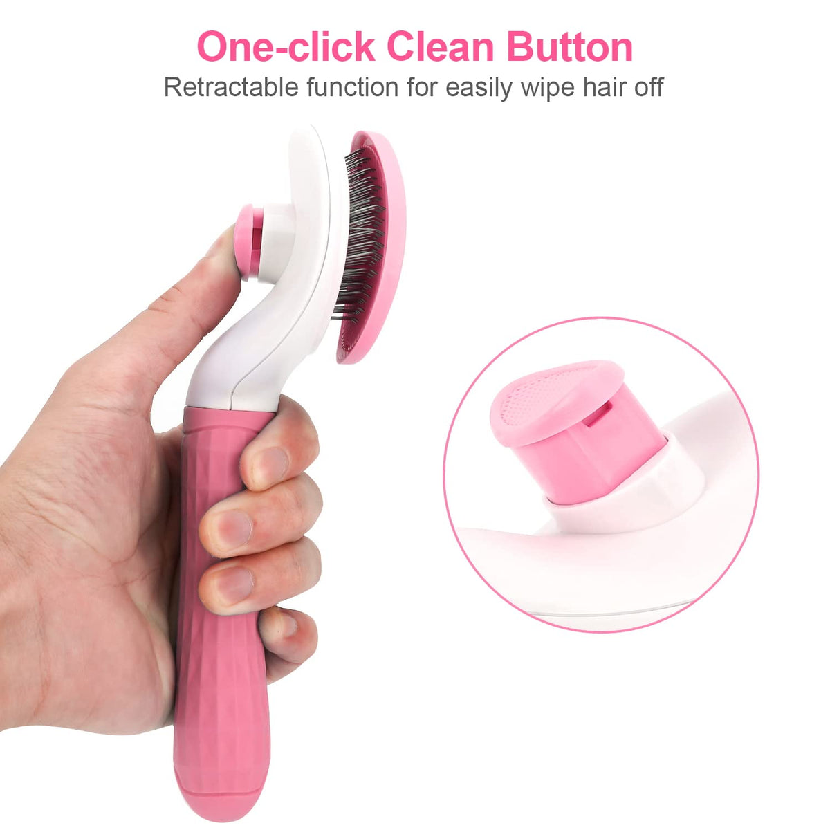 Depets Self Cleaning Slicker Brush, Pet Grooming Shedding Brush for Dogs and Cats - Easy to Remove Loose Undercoat, Pet Massaging Tool Suitable for Pets with Long or Short Hair Color May Vary