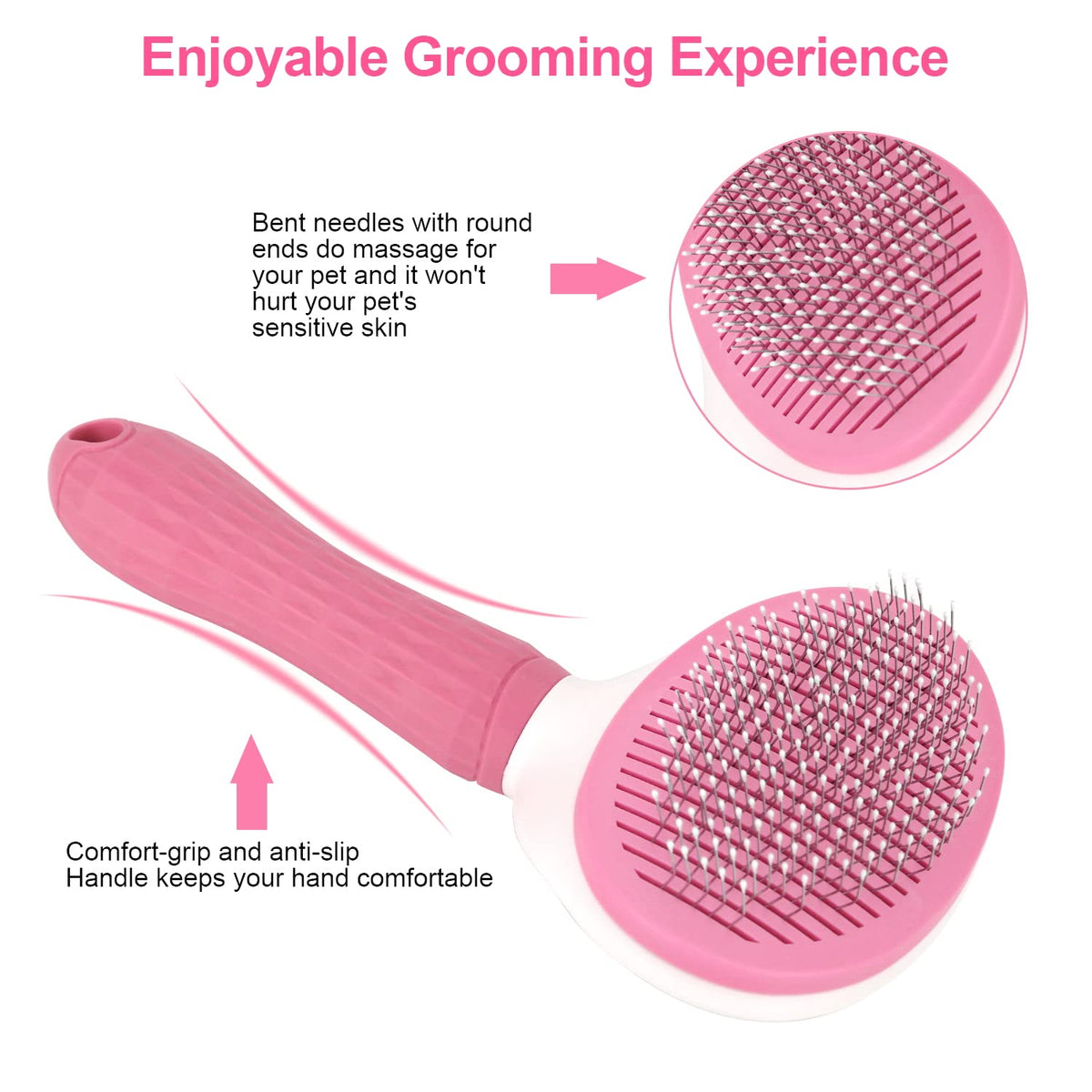 Depets Self Cleaning Slicker Brush, Pet Grooming Shedding Brush for Dogs and Cats - Easy to Remove Loose Undercoat, Pet Massaging Tool Suitable for Pets with Long or Short Hair Color May Vary