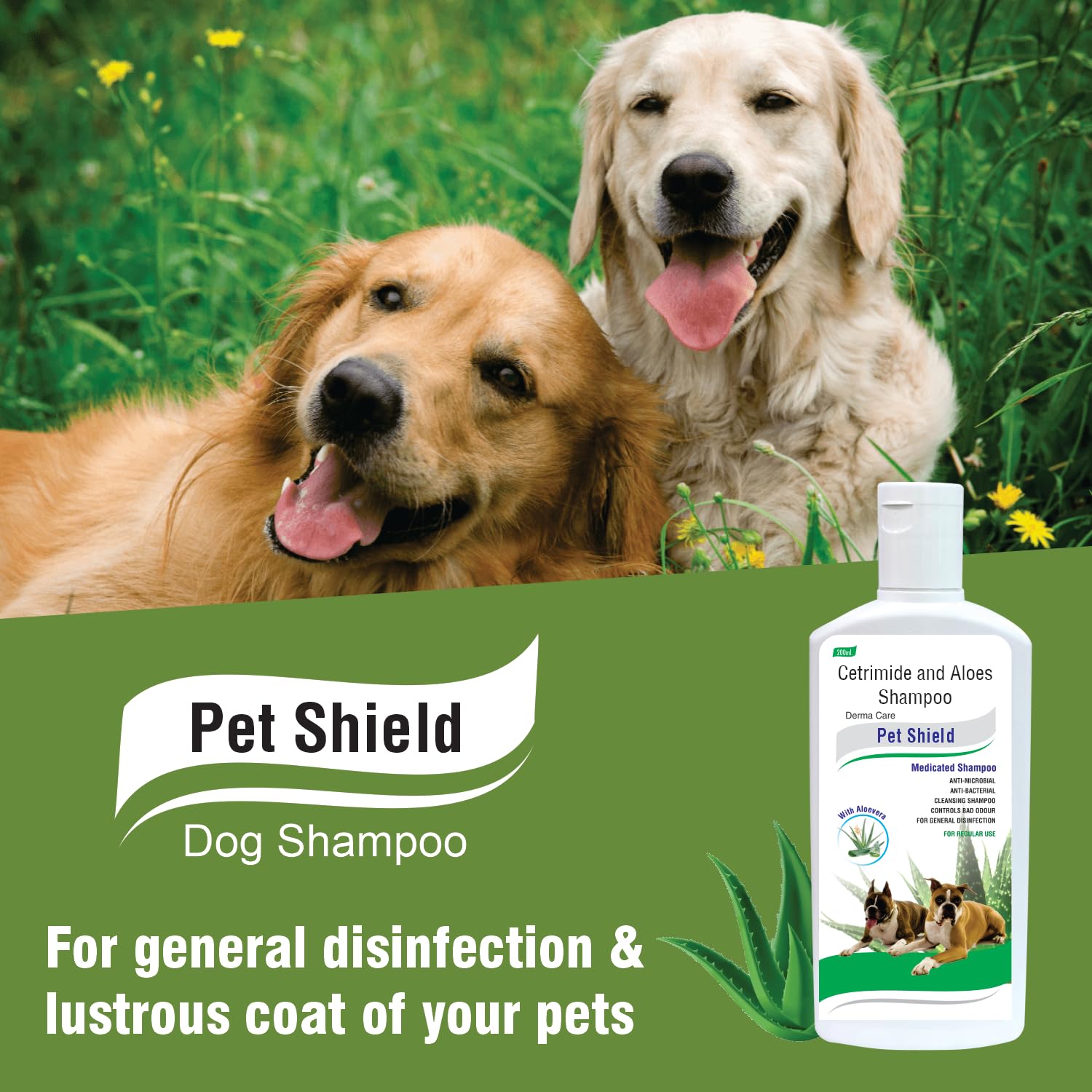 Pil Neem Plus Herbal Pet Shampoo 1000ml | Puppy Safe | Anti-Fungal, Anti-Ticks and Fleas, Antibacterial, Antiseptic & pH Balanced Dog Shampoo | Regular use Coat Cleansing Shampoo for Pets